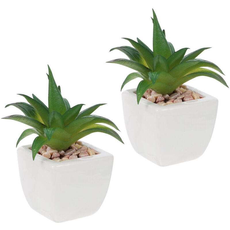 Feiyue - Décoration de bureau 2 pièces Bonsaï artificiel succulent Faux plantes succulentes Décors pour le bureau à domicile