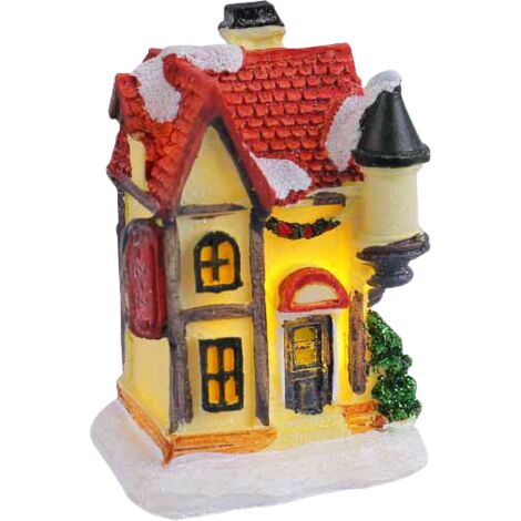 Décoration de bureau élégante Figurine d'art unique pour étagère et table-T2-48 Petite maisonnette lumineuse multicolore, Modèle D