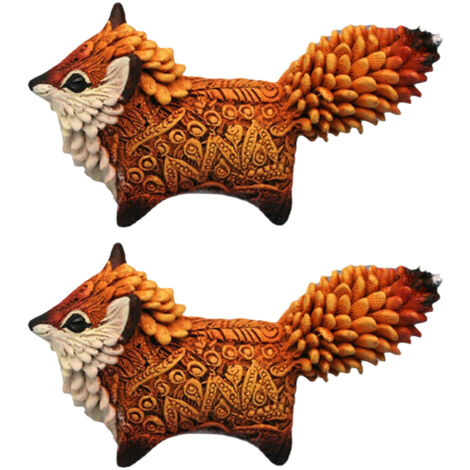 Décoration de Bureau Figurine Résine 2Pcs Renard Totem Mignon Ornement Artisanal Cadeau Fêtes