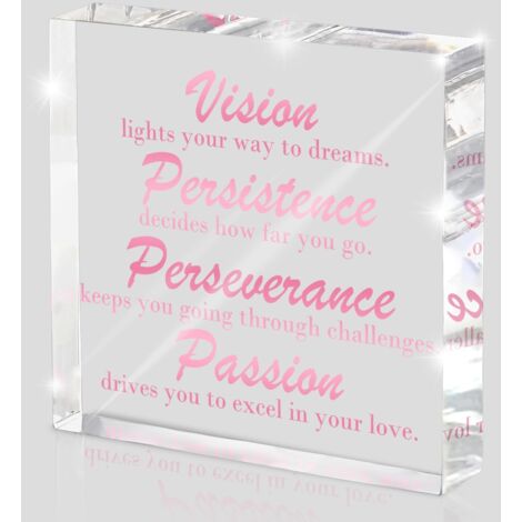 Décoration de bureau rose, cadeaux inspirants et motivationnels, acrylique 10x10 cm, décoration motivationnelle de bureau à la maison féminin, cadeau d'affirmation positive pour femmes