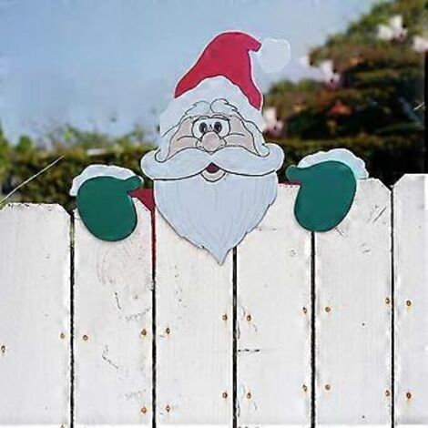Décoration de clôture Père Noël, décoration de patio pour les fêtes avec une touche de décoration intérieure faite maison, ornement de jardin extérieur en forme de renne, imperméable et résistant à la