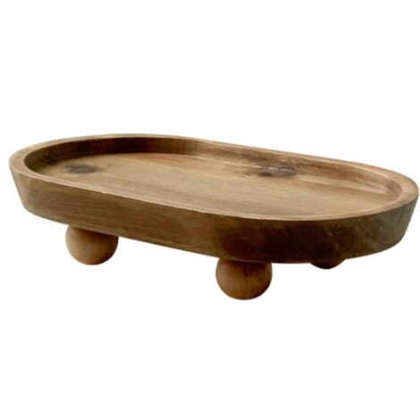 Décoration de comptoir de cuisine, petit piédestal en bois, plateaux ronds en bois décoratifs, plateau de présentation, rehausseur pour console d'entrée, style campagnard, cuisine, centre de table