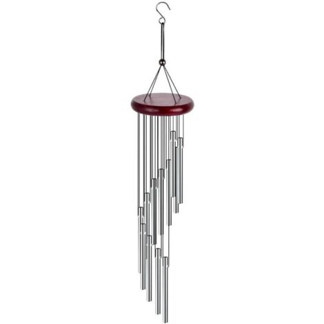 Décoration de cour : carillon éolien rotatif en métal, accordé, tubes en bois massif et aluminium, 60 cm