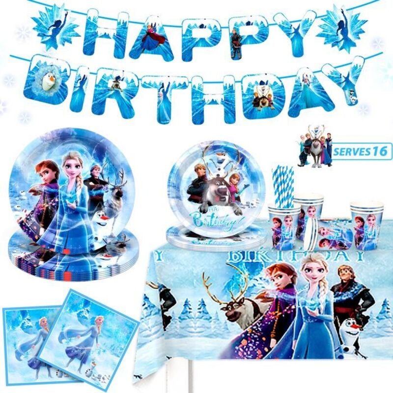 Décoration de Fête D'anniversaire Elsa, Articles de Table pour Fêtes