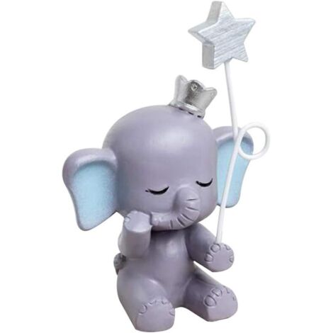 Décoration de gâteau en résine, adorable statuette d'éléphant, ornement en forme d'étoile, décoration de gâteau