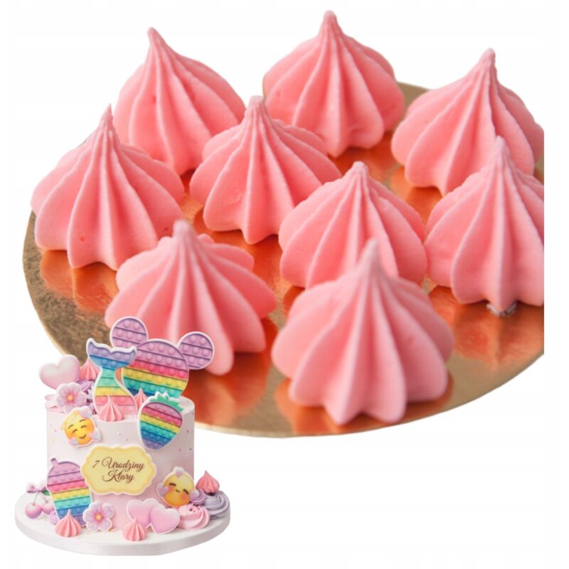 Décoration De Gâteaux En Meringues, Meringues En Sucre Rose, 9 Pièces Par Gâteau, Cupcakes