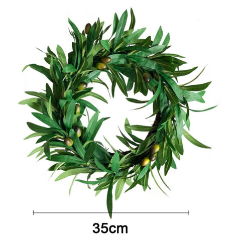 Décoration de Guirlande de Feuilles Vertes de 2 Pièces, Feuille D'olivier de Rotin de Simulation pour Le Décor à la Maison de Verdure de Vacances de Mariage (200303QY12-2)