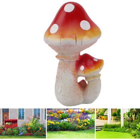 Décoration de jardin Champignons en résine - Ensemble de 3 Champignons décoratifs colorés pour patio et balcon