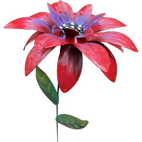 Décoration de jardin de couleur Piston en fer forgé Hémérocalle tas de jardin de fleurs en métal rouge - rouge