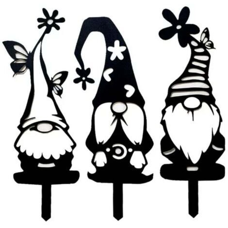 Décoration de Jardin en Métal 3 Pièces – Grands Gnomes Extérieur en Acier pour Pelouse, Patio et Espace Vert Ortviai