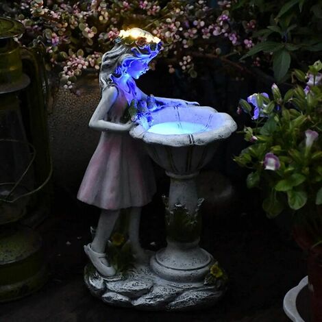 Décoration de jardin extérieur chiffres grande lumière solaire jardin fleur fée décoration de jardin résine fleur fée lumière solaire résine fille extérieur villa jardin décoration de jardin, Fei Yu
