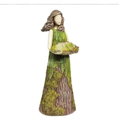 Décoration de jardin Forêt Fille Mangeoire à Oiseaux Résine Artisanat (15cm)