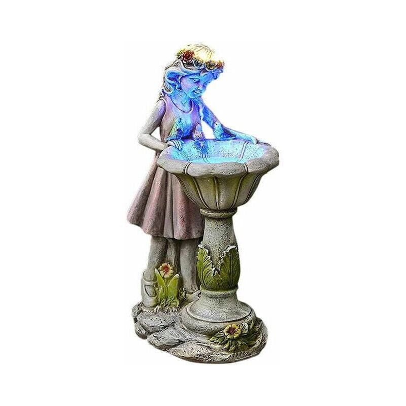 Fairy Garden Statue - Outdoor Decor, Angel Garden Figurine with Colorful Gradient Solar Lights, Waterproof Resin - Porch, Lawn, Garden