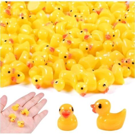 Décoration de jardin - Lot de 100 mini canards en résine - Jaune - Multicolore - Extérieur