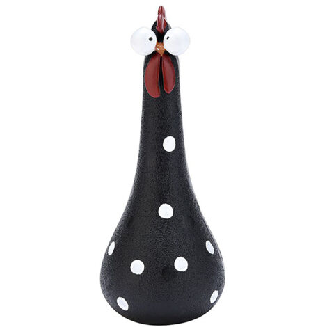 Décoration de jardin - Ornement créatif - Poulet à long cou et gros yeux en résine noir 20cm (1 pièce)