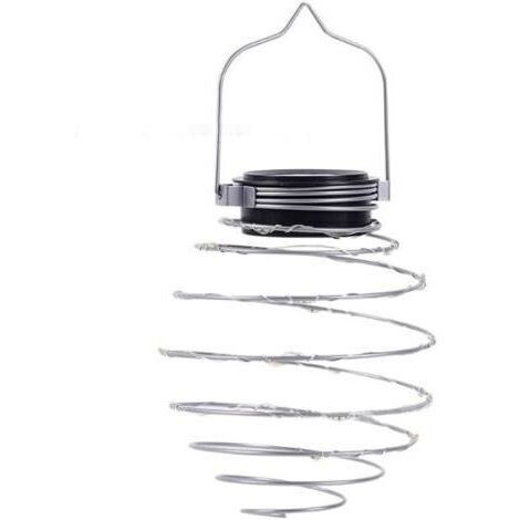 Décoration de jardin solaire LED Lampe d'extérieur suspendue étanche en forme de ressort pour jardin, arbres, allée, accessoires de jardin