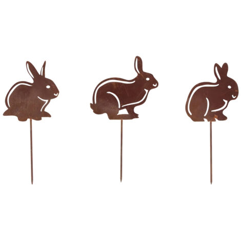 Décoration de jardin sur piquet Ensemble lapin