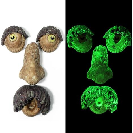 Décoration de jardin Tree Face illuminée dans l'obscurité pour Halloween et Pâlester décor de visage en latex pour arbres extérieur