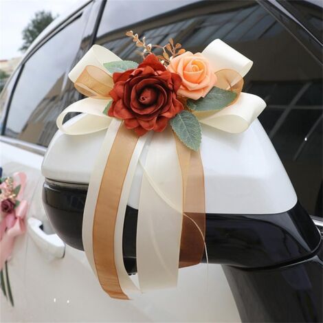 Décoration de mariage 8 pièces rétroviseur poignée de porte papillon mariage voiture rétro décoration fleur