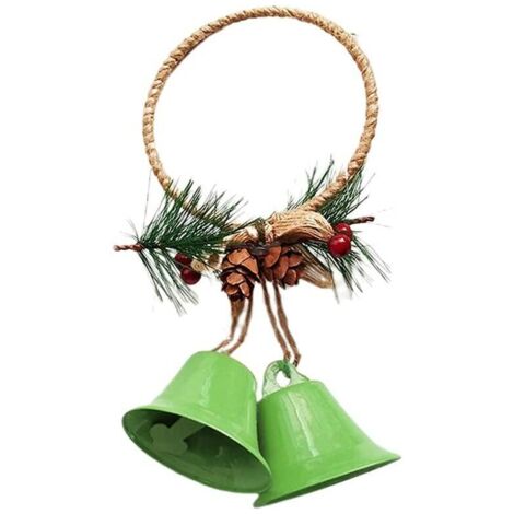 Décoration de Noël, arbre de Noël, double cloches, pommes de pin, nœud à suspendre au mur, couronne de suspension