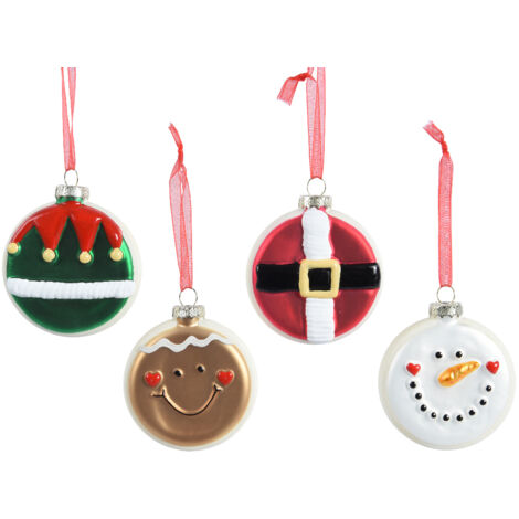 Décoration de Noël Boule en verre mélangé pour disques couleur assortie L 8cm x P 2.3cm x H 9cm