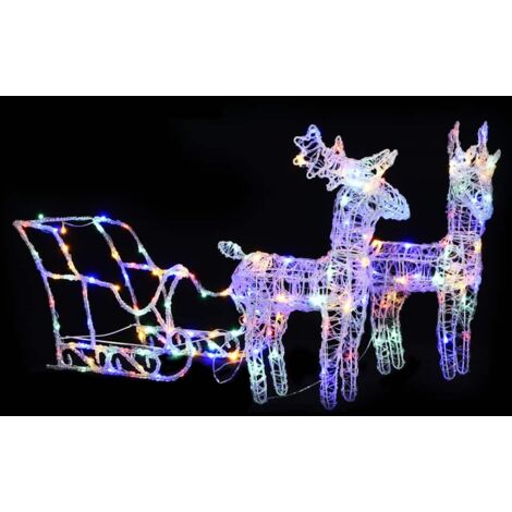 Décoration de Noël  Cadeaux de Noël Rennes et traîneau 160 LED 130 cm Acrylique 29422