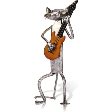décoration de Noël Chat sculpture en métal avec des cadeaux de figurine de guitare pour Thanksgiving, Noël, artisanat et décoration de la maison cadeau de Noël