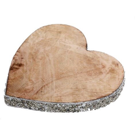 Décoration de Noël cœur en bois à sequin grand modèle NOEL GIVRE