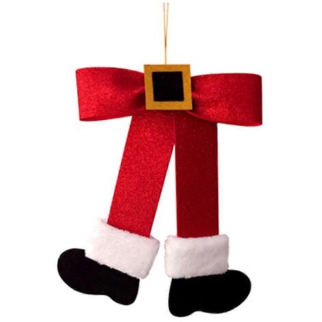 Décoration de Noël créative : nœuds, grandes jambes de Père Noël, pendentif à suspendre au sapin, pour couronnes de porte, fenêtres et murs.