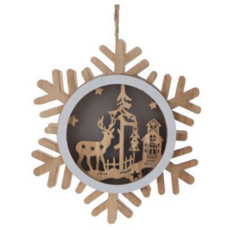 Décoration de Noël en bois à suspendre, 12 cm