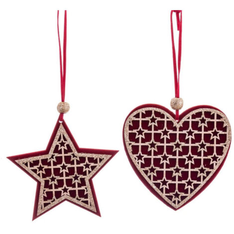 Décoration de Noël en bois Coeur + Étoile - H18cm
