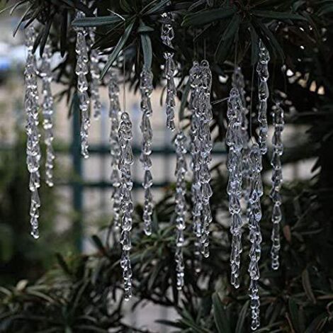 Décoration de Noël en forme de stalactites en acrylique, Lot de 24 stalactites
