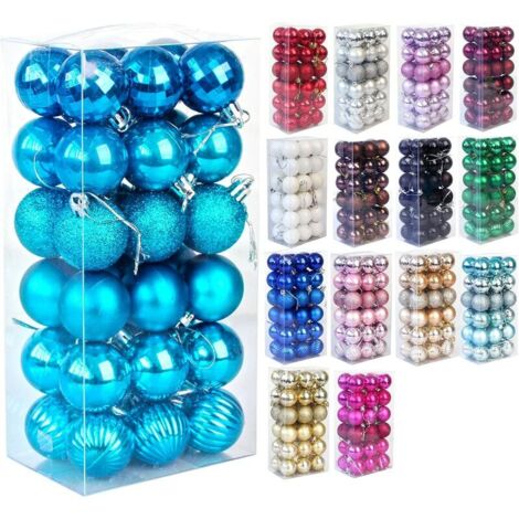 décoration de Noël Ensemble de 36 pièces de boules de Noël boule de décoration d'arbre de Noël incassable boule de Noël ornement de vacances décoration de fête de mariage boule, bleu lac cadeau de Noë