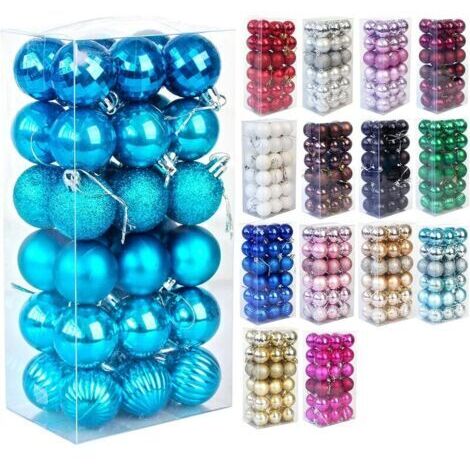décoration de Noël Ensemble de 36 pièces de boules de Noël boule de décoration d'arbre de Noël incassable boule de Noël ornement de vacances décoration de fête de mariage boule, bleu lac cadeau de Noë