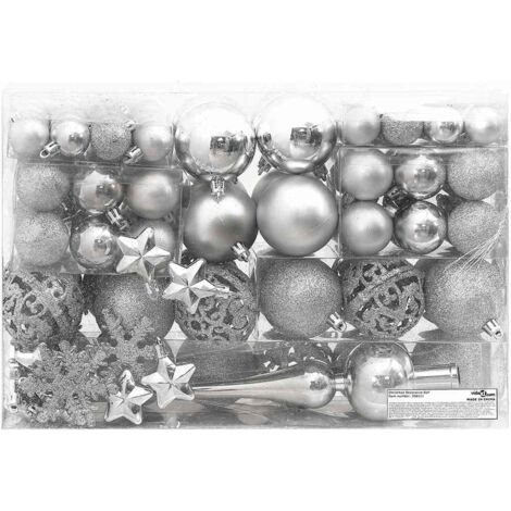 Décoration de Noël - Ensemble de boules de Noël 111 pièces argenté polystyrène -WYW78544