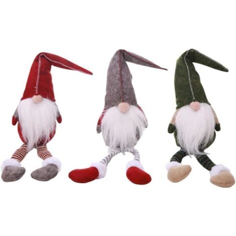 Décoration de Noël - GNOME - Lot de 3 - Rouge - Coton - Fait main
