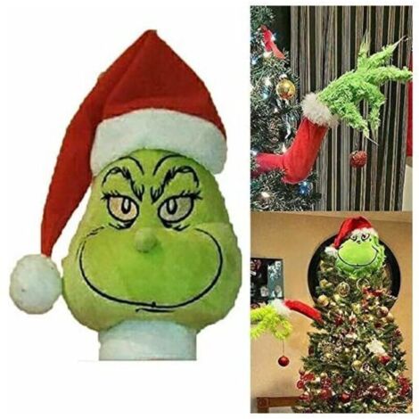 – Décoration de Noël Grinch en coton – Taille 15 x 15 cm – Pour intérieur – Amusante et originale pour égayer votre espace festif