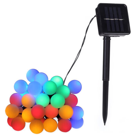 décoration de Noël Guirlande Lumineuse Boules 7M 50 LEDs, Guirlande Multicolore Alimenté par Pile/USB Etanche IP65 2 Modes Eclairage avec Télécommande Luminosité Réglable, Idéale pour Noël Maison Jard