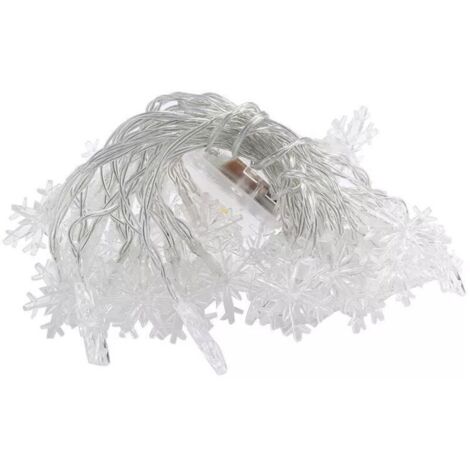décoration de Noël Guirlande lumineuse de flocon de neige, 6M 40 LED à piles fairy lights, Monochrom à deux modes et décor