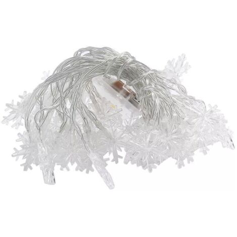décoration de Noël Guirlande lumineuse de flocon de neige, 6M 40 LED à piles fairy lights, Monochrom à deux modes et décoration brillante foudre pour,Noël Chambre Chambre intérieure et extérieure (bla