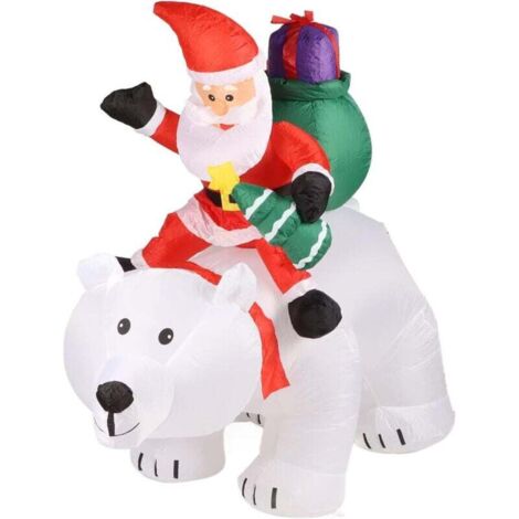 Décoration de Noël lumineuse à LED Père Noël et ours polaire, jouet gonflable Père Noël ours polaire pour fête de jardin, décoration de vacances en polyester