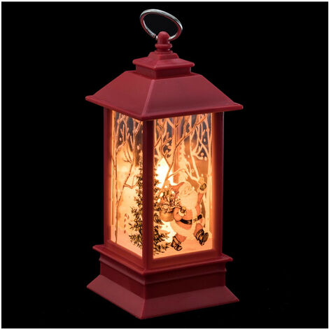 Feeric Christmas - Décoration de Noël Lumineuse Mini Lanterne Rouge H 13 cm