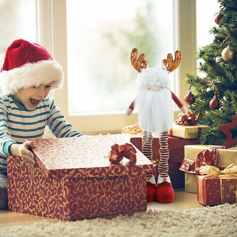 Décoration de Noël - Lutin suédois - Hauteur réglable - Père Noël - Figurines de Noël en peluche à longues pattes - Cadeaux pour les enfants - Pour les vacances ou les fêtes