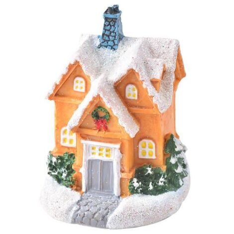 Décoration de Noël - Maison en résine lumineuse LED - Objet d'intérieur