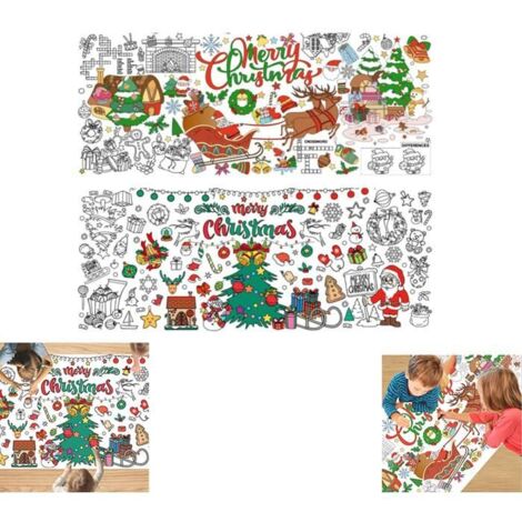 Décoration de Noël : Nappe de Table à Colorier en Papier, Grand Format pour Enfants, Idée Cadeau de Noël