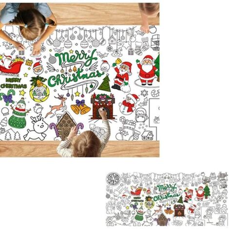 Décoration de Noël - Nappe de Table à Colorier Géante 183 x 86 cm, Nappe de Noël à Colorier, Poster de Noël à Colorier