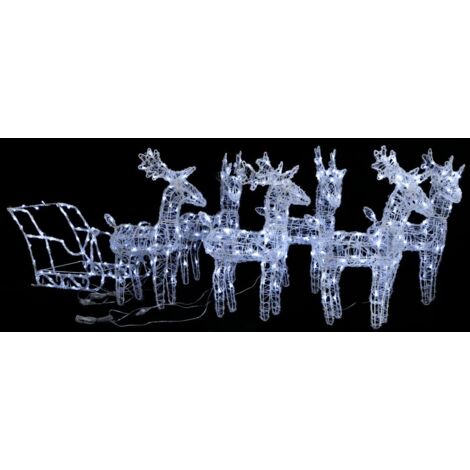 Décoration de Noël Rennes et traîneau 320 LED Acrylique