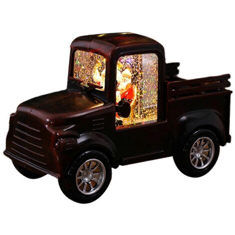 Décoration de Noël rétro : camion lumineux Père Noël, couleur rouge vin