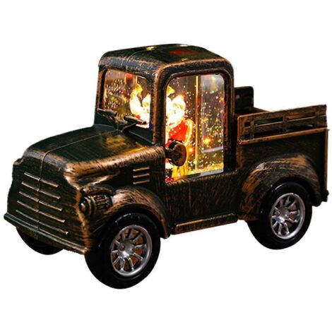 Décoration de Noël rétro camion lumineux Père Noël vert foncé
