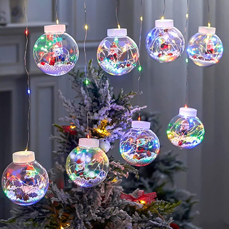 Décoration de Noël, rideaux lumineux à led, guirlande lumineuse à 10 boules de Noël, boule à souhaits, guirlande lumineuse usb
